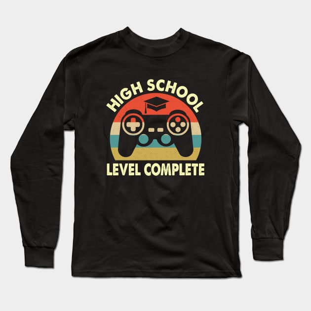 High School Graduation Level Complete Video Gamer Long Sleeve T-Shirt by ChrifBouglas